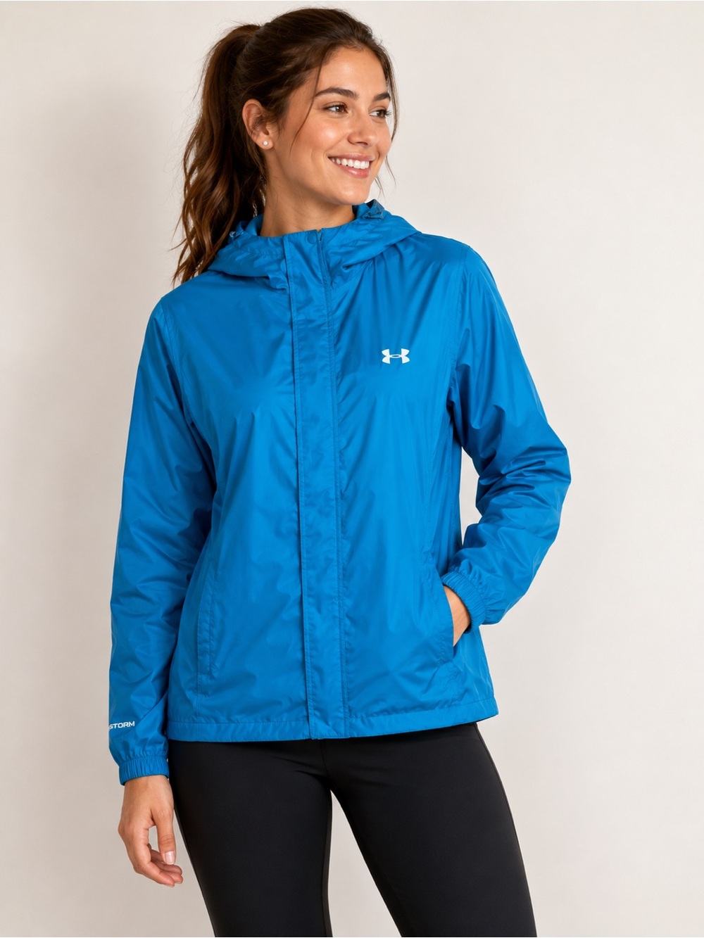 Under Armour Storm Hooded Rain Jacket Blue Lightweight Windbreaker Women’s